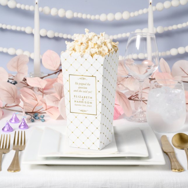Modern White & Gold Foil Effect Wedding Favor Boxes (Wedding)