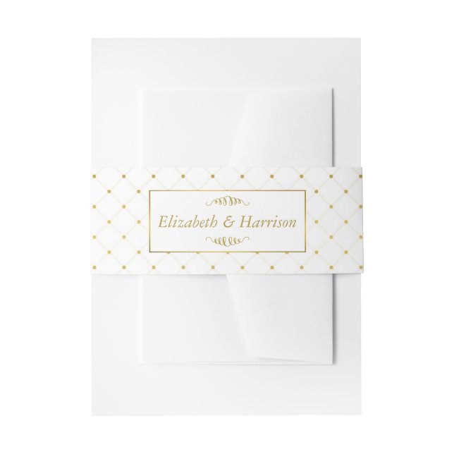 Modern White & Gold Foil Effect Wedding Invitation Belly Band (Front Example)