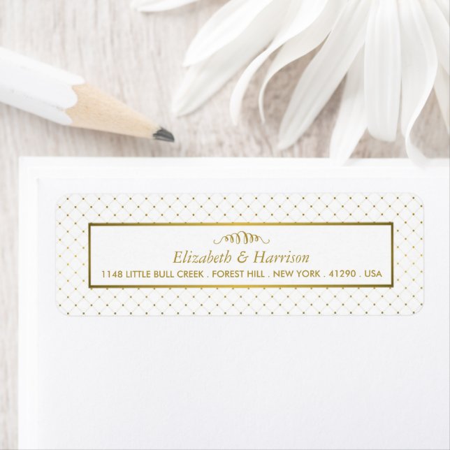 Modern White & Gold Foil Effect Wedding Label (Insitu)