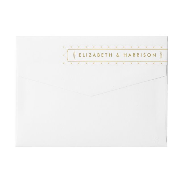 Modern White & Gold Foil Effect Wedding Wrap Around Label (Back)