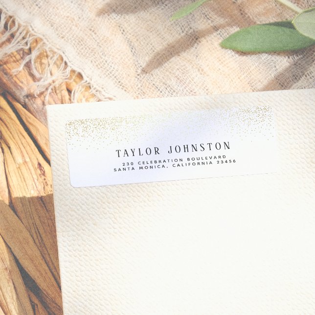 Modern White & Gold Glitter Confetti Label (Creator Uploaded)