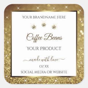 Modern White Gold Glitter Product Labels Diamonds