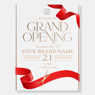 Modern White Gold Grand Opening Welcome Foam Board