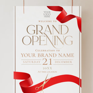Modern White Gold Grand Opening Welcome Foam Board