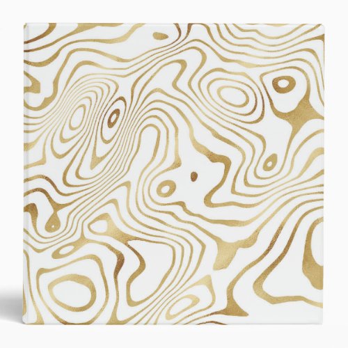 Modern White Gold Marble Abstract 3 Ring Binder