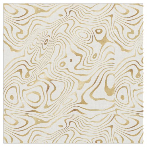 Modern White Gold Marble Abstract Fabric
