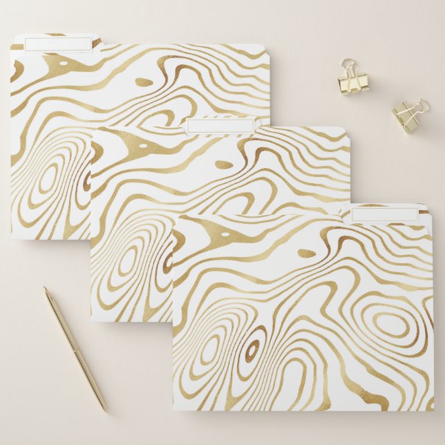 Modern White Gold Marble Abstract File Folder (Set)