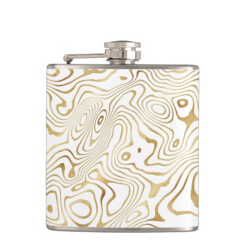 Modern White Gold Marble Abstract Flask