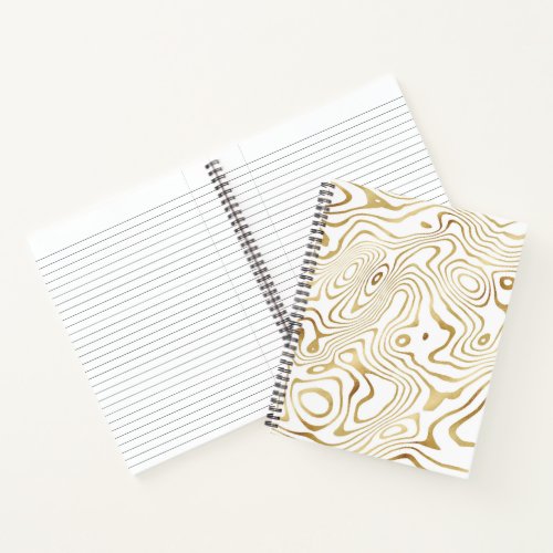 Modern White Gold Marble Abstract Notebook
