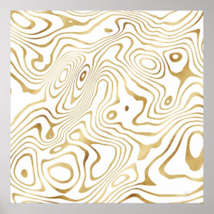 Modern White Gold Marble Abstract Poster