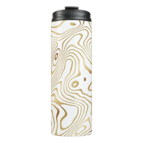 Modern White Gold Marble Abstract Thermal Tumbler