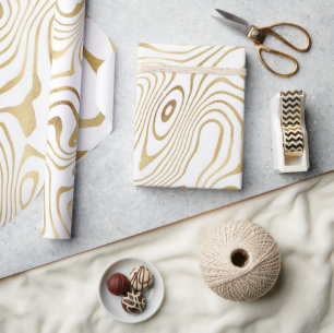 Modern White Gold Marble Abstract Wrapping Paper
