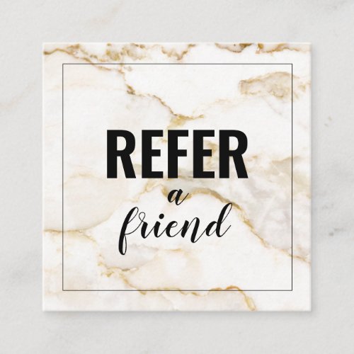 Modern White Gold Marble Referral Card
