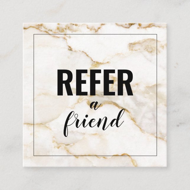 Modern White Gold Marble Referral Card (Front)