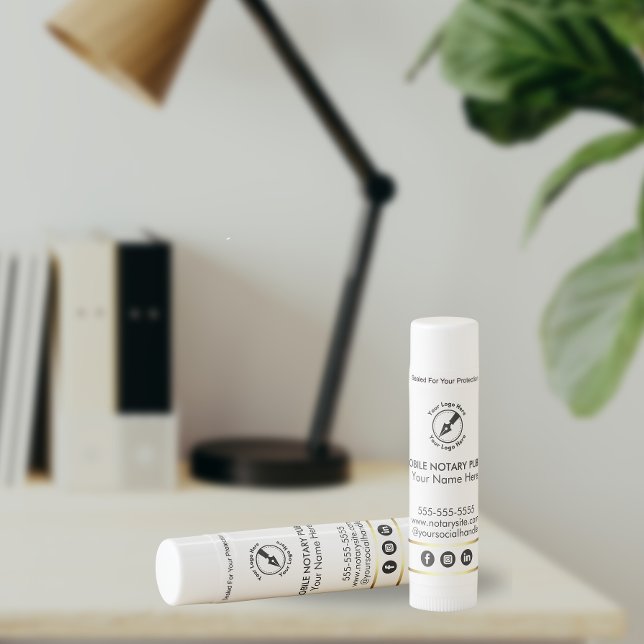 Modern White Gold Mobile Notary Business Logo  Lip Balm (Creator Uploaded)