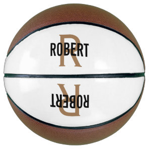 Modern white gold monogram name basketball