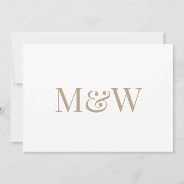 Modern White Gold Monogram Wedding Invitation (Back)