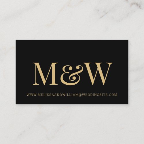 Modern White Gold Monogram Wedding Website Enclosure Card