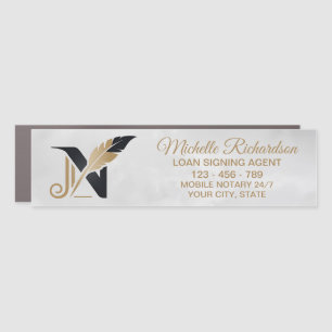 Modern white Gold Notary Loan Signing Agent Custom Car Magnet