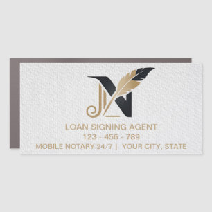 Modern white Gold Notary Loan Signing Agent Custom Car Magnet