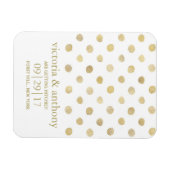 Modern White & Gold Polka Dots Save The Date Magnet (Horizontal)