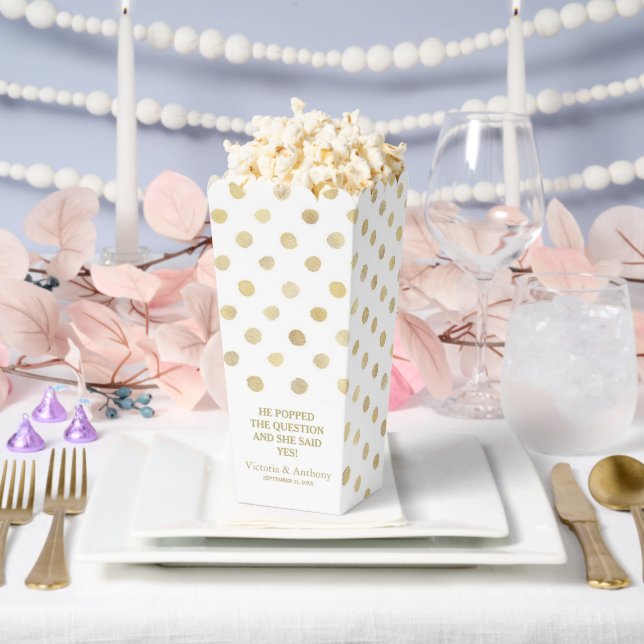 Modern White & Gold Polka Dots Wedding Favor Boxes (Wedding)