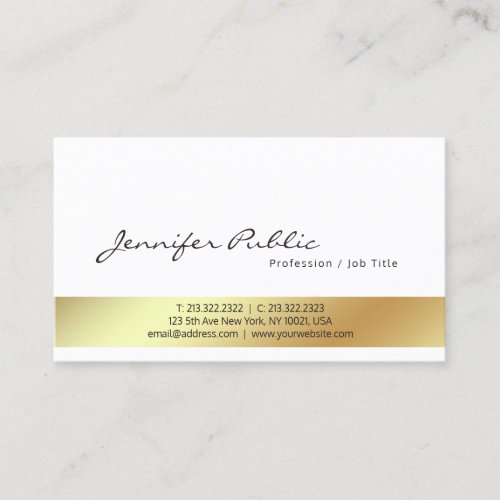 Modern White Gold Professional Stylish Plain Business Card