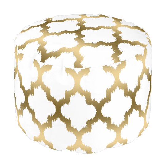 Modern White Gold Quatrefoil Ikat Pattern Pouf Zazzle Adorable White And Gold Pouf Modern White Gold Quatrefoil Ikat Pattern Pouf Zazzle Adorable White And Gold Pouf