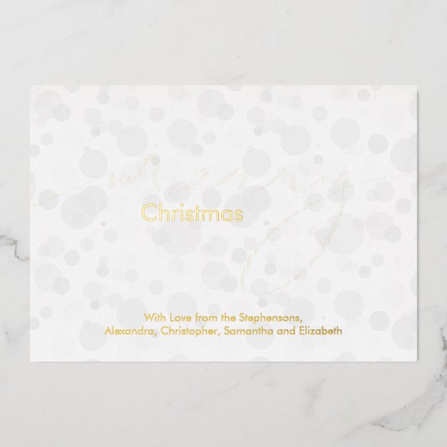 Modern White Gold Script Bokeh Merry Christmas Foil Invitation (Front)