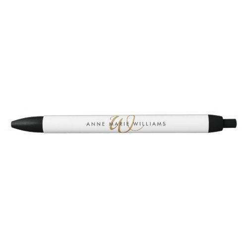 Modern White Gold Script Monogram Pen