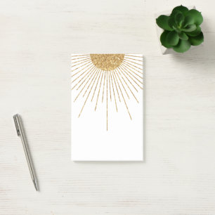 Modern White Gold Shining Sun Post-it Notes
