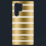 Modern White & Gold Stripes Pattern Samsung Galaxy S22 Ultra Case<br><div class="desc">Elegant gold stripes with 3 tin white stripes,  seamless geometric pattern.</div>