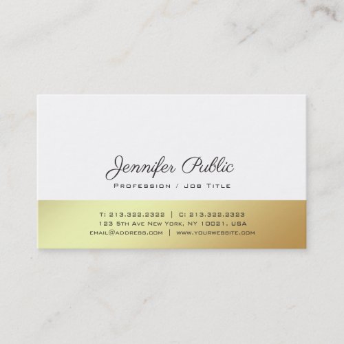 Modern White Gold Stylish Design Plain Luxury Business Card