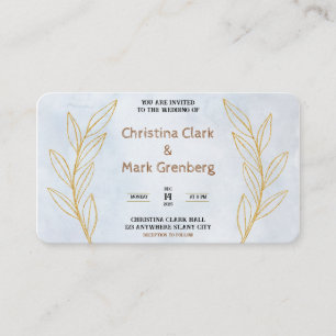 Modern White Gold Wedding Invitation