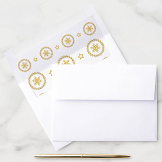 Modern White Gold Wreath Snowflake Christmas Envelope Liner