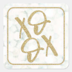 Modern White + Gold XOXO Any Occasion Square Sticker