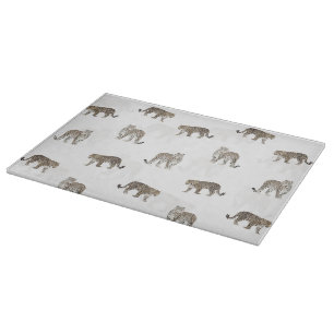 Modern White Golden Leopard Jungle Animals Cutting Board