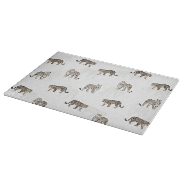 Modern White Golden Leopard Jungle Animals Cutting Board (Corner)