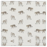 Modern White Golden Leopard Jungle Animals Fabric