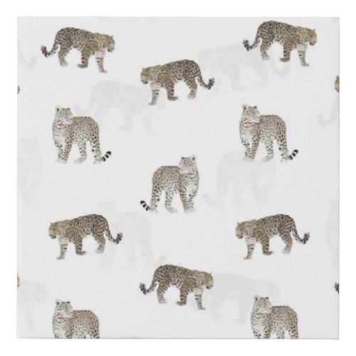 Modern White Golden Leopard Jungle Animals Faux Canvas Print