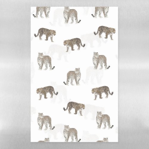 Modern White Golden Leopard Jungle Animals Magnetic Dry Erase Sheet