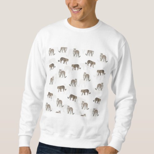 Modern White Golden Leopard Jungle Animals Sweatshirt