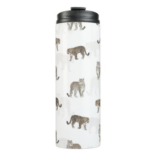 Modern White Golden Leopard Jungle Animals Thermal Tumbler