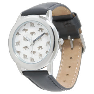 Modern White Golden Leopard Jungle Animals Watch