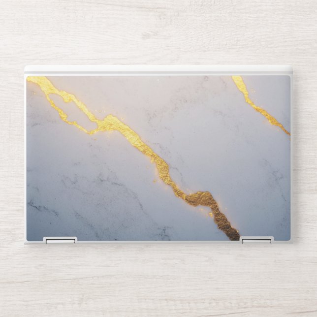 Modern White & Golden Marble  HP Laptop Skin (Front)