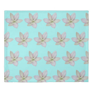 Modern White Golden-rayed lily Flower Pattern   Duvet Cover