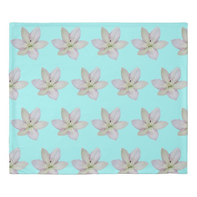 Modern White Golden-rayed lily Flower Pattern   Duvet Cover (Front)