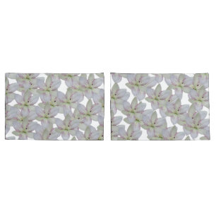 Modern White Golden-rayed lily Flower Pattern   Pillow Case