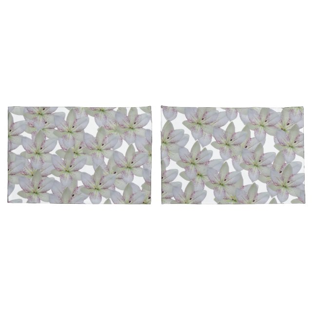 Modern White Golden-rayed lily Flower Pattern   Pillow Case (Back-Set)