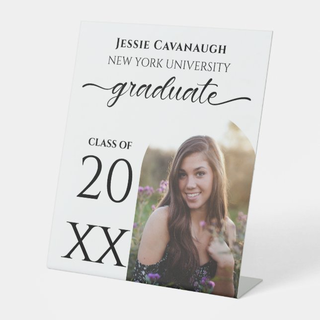 Modern White Graduation Arch Photo Frame Sign (Front)